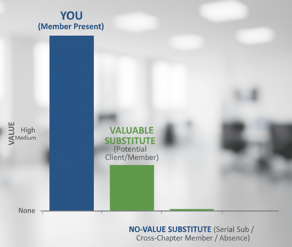 Value of a substitute vs you being present