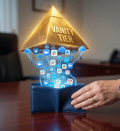 The visualisation of the "Vanity Tier" trap. Small fees adding up to a giant weight.