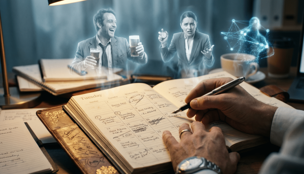 The Calendar Conflict illustrating the confusion and lack of clarity in who we spend time with