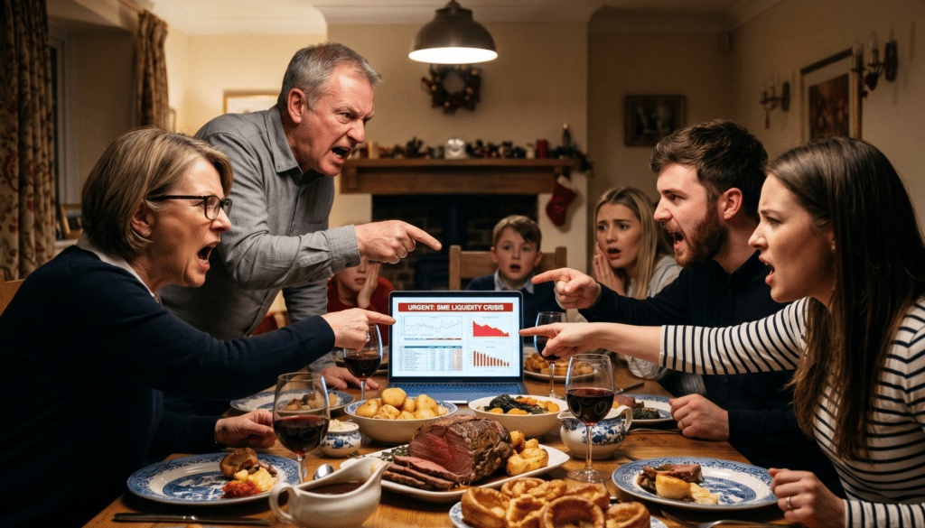 Visualising the blurring of lines between family time and business governance over a family Sunday Roast